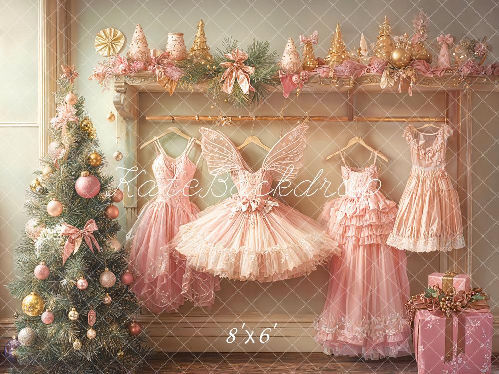 Kate Sapin de Noël Robes Rose Cadeau Toile de fond conçue par Emetselch - Kate Backdrop FR