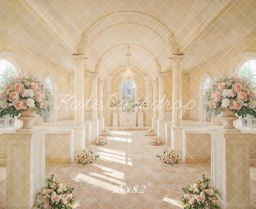 Kate Église Mariage Cérémonie Fleur Élégant Toile de fond conçue par Emetselch - Kate Backdrop FR