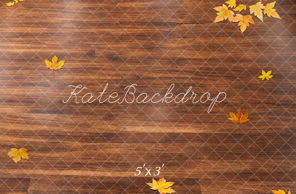 Kate Automne Feuilles Parquet Sol Toile de fond conçue par Kate Image - Kate Backdrop FR