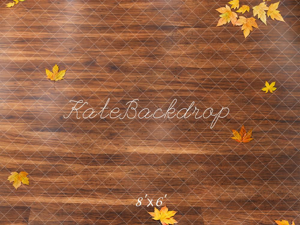 Kate Automne Feuilles Parquet Sol Toile de fond conçue par Kate Image - Kate Backdrop FR