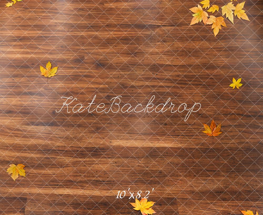 Kate Automne Feuilles Parquet Sol Toile de fond conçue par Kate Image - Kate Backdrop FR