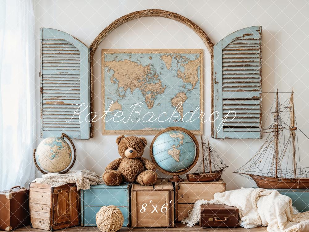 Kate Voyage Carte Globe Nautique Nounours Toile de fond conçue par Emetselch