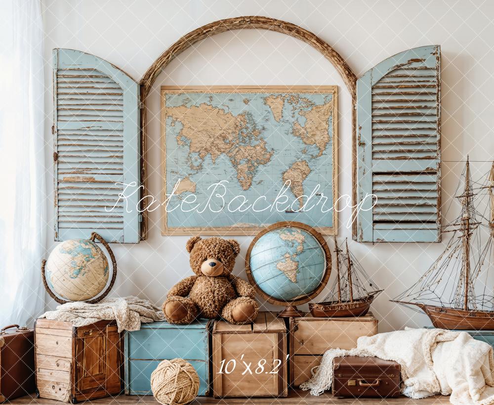 Kate Voyage Carte Globe Nautique Nounours Toile de fond conçue par Emetselch
