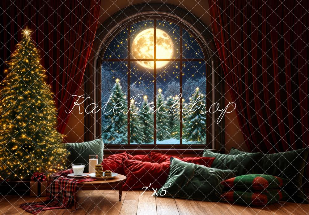 Kate Sapin de Noël Lune Fenêtre Oreillers Toile de fond conçue par Mini MakeBelieve - Kate Backdrop FR