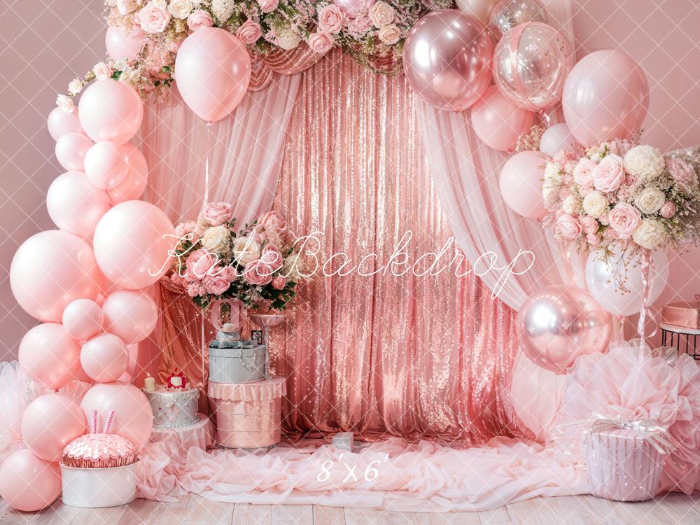 Kate Fleur Rideaux Ballon Rose Gâteau Toile de fond conçue par Emetselch - Kate Backdrop FR