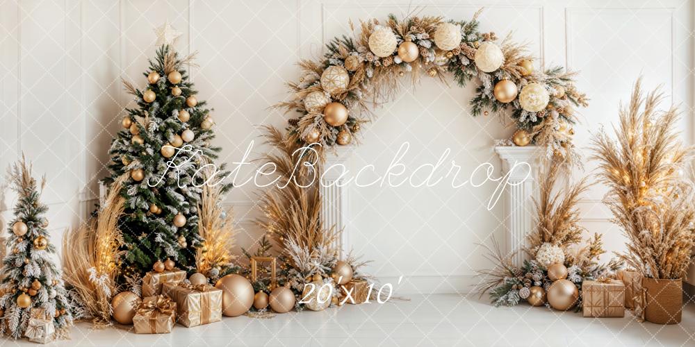 Kate Sapin de Noël Doré Bohème Arche Cadeaux Toile de fond conçue par Emetselch - Kate Backdrop FR