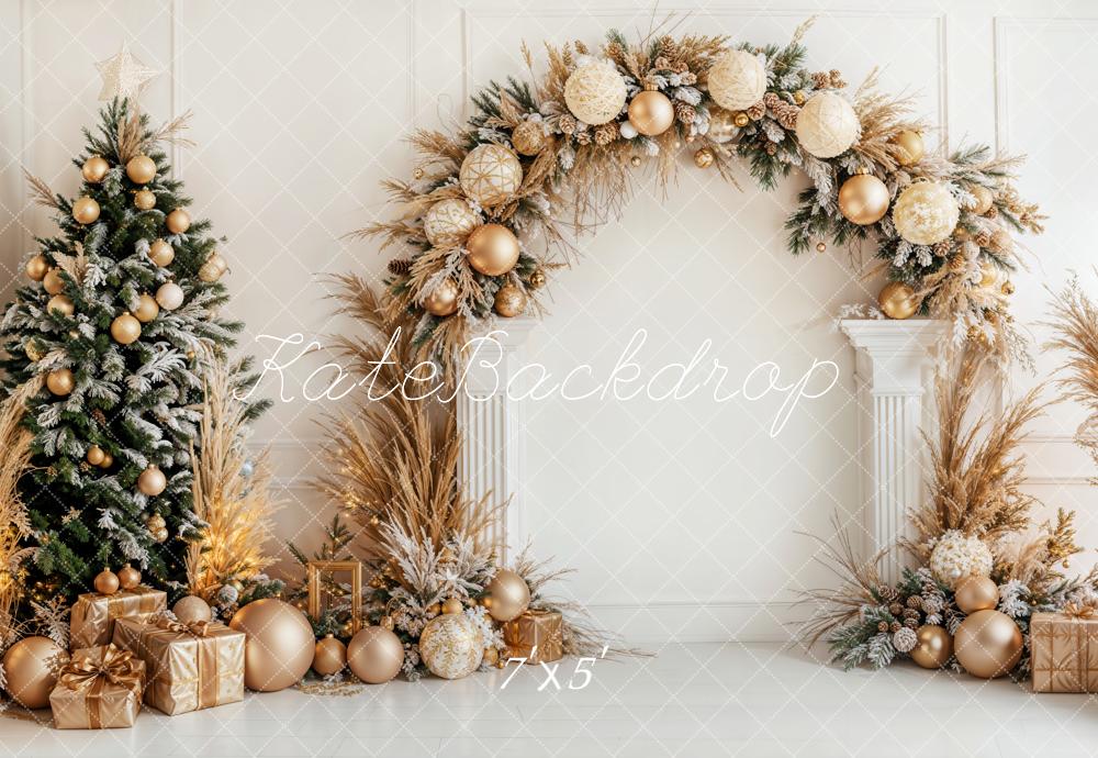 Kate Sapin de Noël Doré Bohème Arche Cadeaux Toile de fond conçue par Emetselch - Kate Backdrop FR