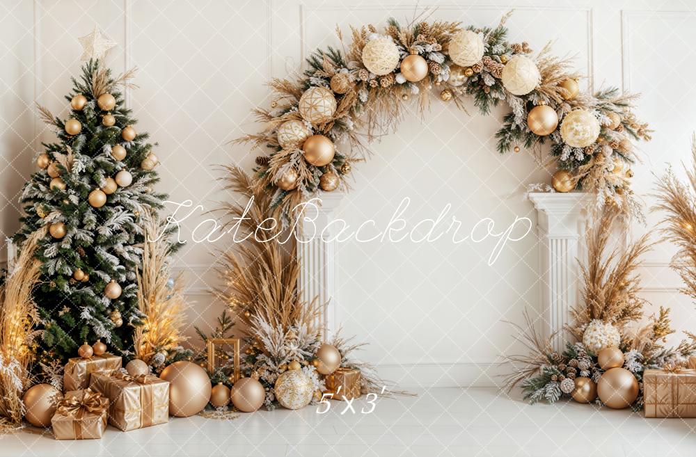 Kate Sapin de Noël Doré Bohème Arche Cadeaux Toile de fond conçue par Emetselch - Kate Backdrop FR