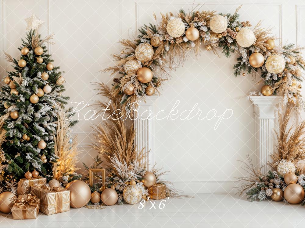 Kate Sapin de Noël Doré Bohème Arche Cadeaux Toile de fond conçue par Emetselch - Kate Backdrop FR