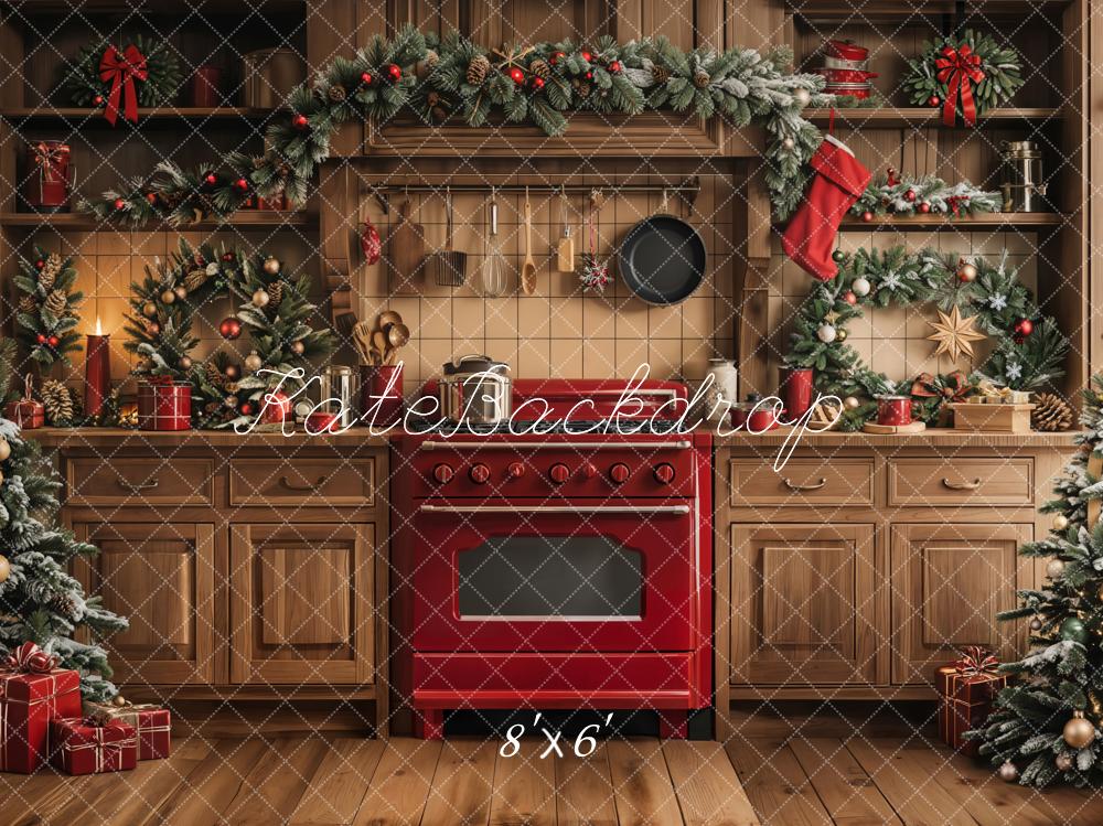 Offres Éclair Kate Noël Cuisine Armoire en Bois Décors Toile de fond conçue par Emetselch - Kate Backdrop FR