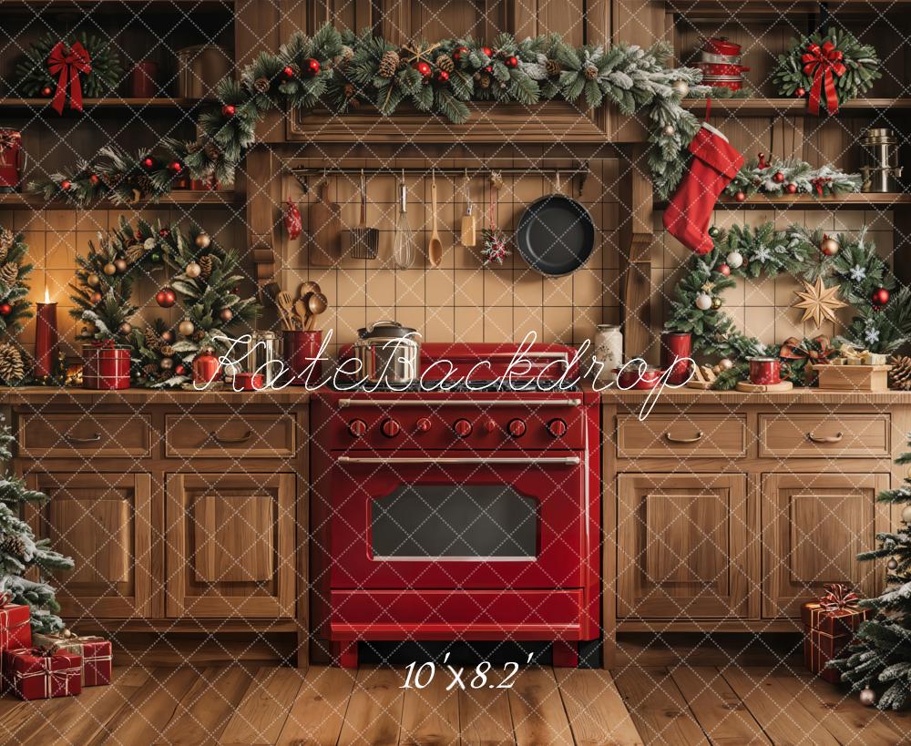 Offres Éclair Kate Noël Cuisine Armoire en Bois Décors Toile de fond conçue par Emetselch - Kate Backdrop FR