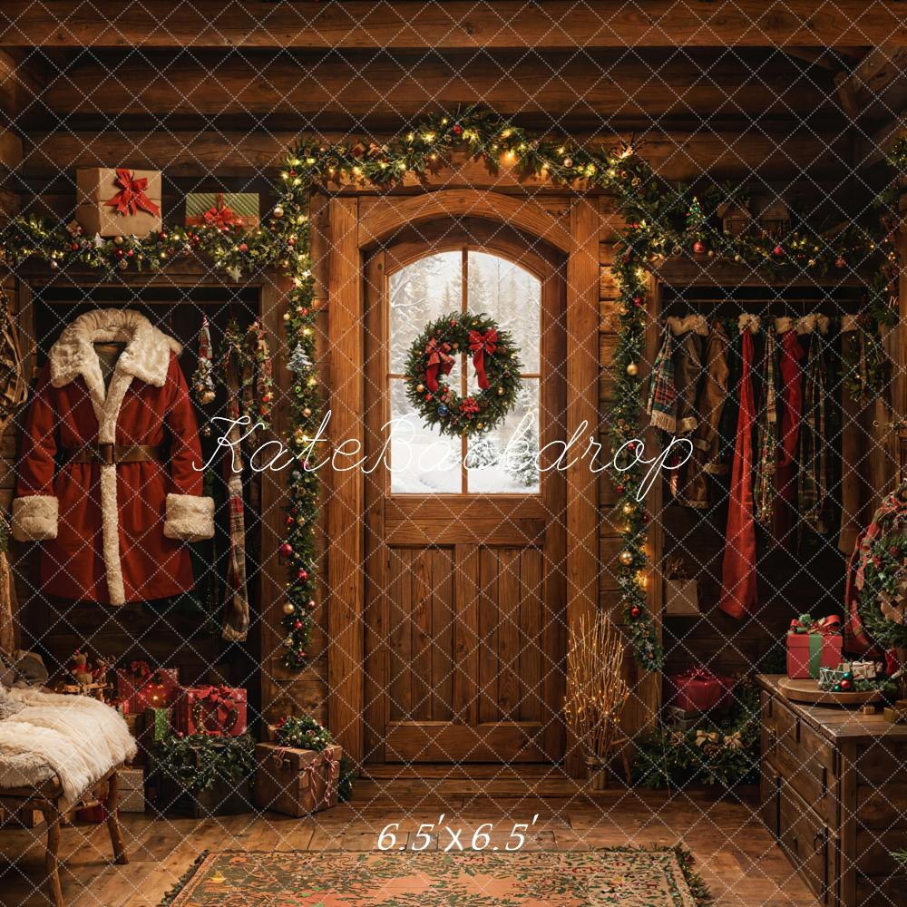 Kate Père Noël Chambre Bois Cabane Toile de fond conçue par Emetselch - Kate Backdrop FR