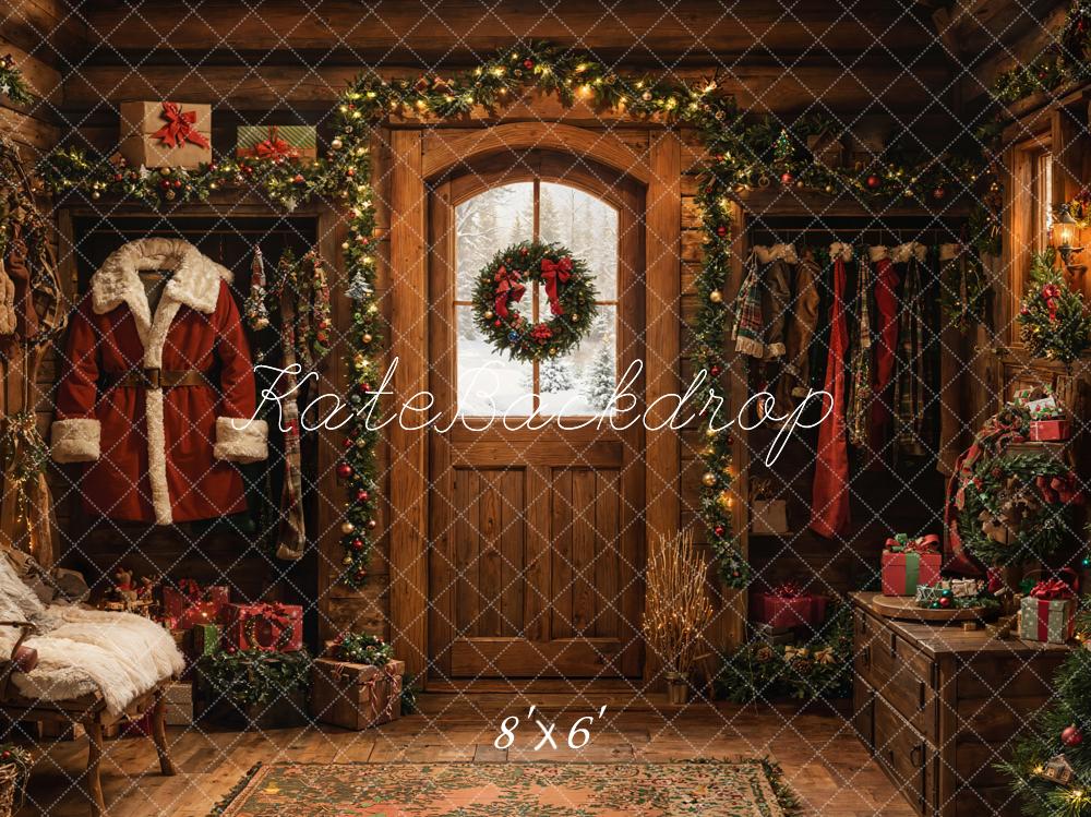 Kate Père Noël Chambre Bois Cabane Toile de fond conçue par Emetselch - Kate Backdrop FR