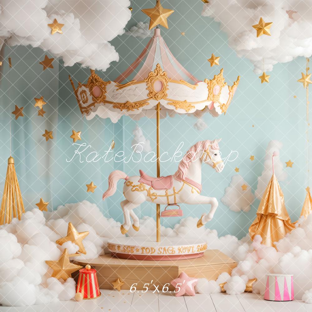 Kate Carrousel Nuages Étoiles Rêve Rideau Toile de fond conçue par Emetselch - Kate Backdrop FR