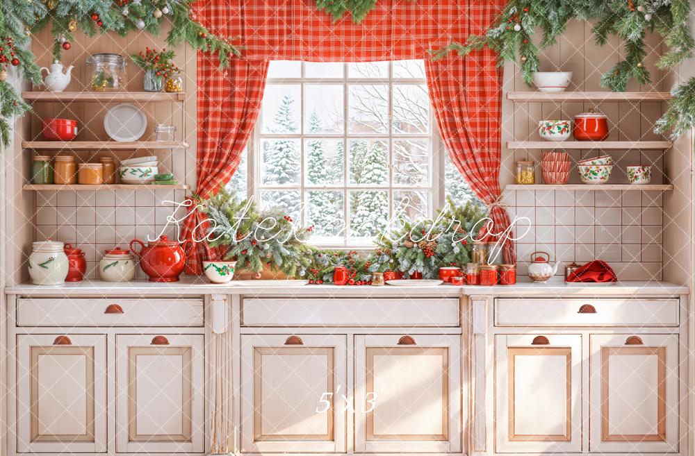 Kate Noël Cuisine Armoire Fenêtre Rideau Toile de fond conçue par Emetselch - Kate Backdrop FR