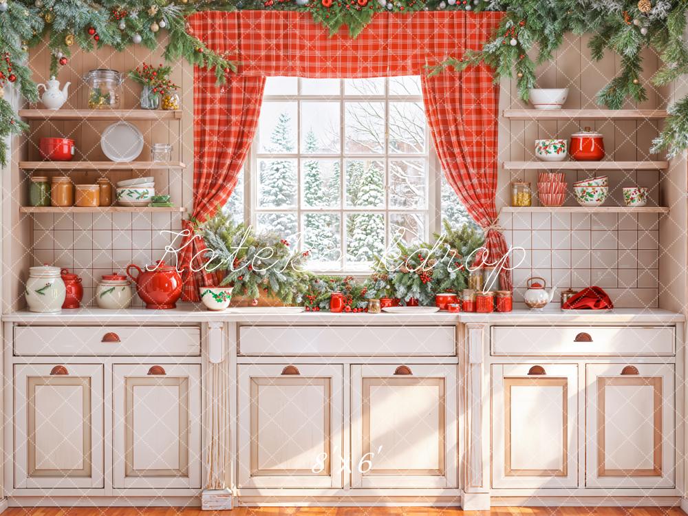 Kate Noël Cuisine Armoire Fenêtre Rideau Toile de fond conçue par Emetselch - Kate Backdrop FR