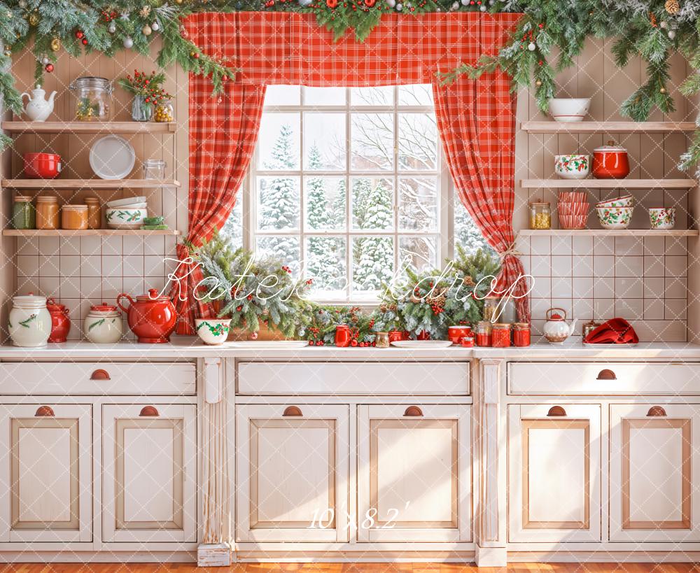 Kate Noël Cuisine Armoire Fenêtre Rideau Toile de fond conçue par Emetselch - Kate Backdrop FR