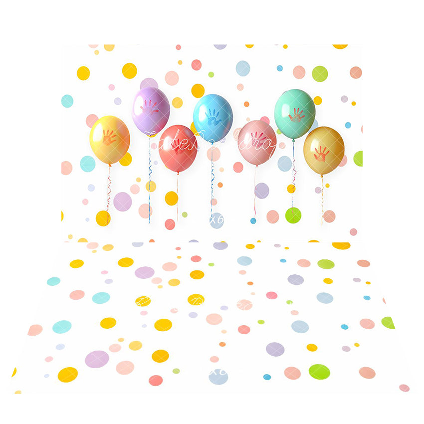 Kate Points Colorés Ballons Fête Toile de fond+Points Colorés Fête Sol Toile de fond - Kate Backdrop FR