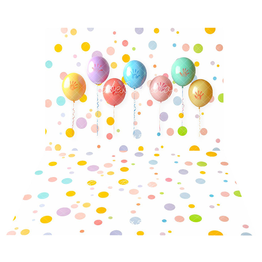 Kate Points Colorés Ballons Fête Toile de fond+Points Colorés Fête Sol Toile de fond - Kate Backdrop FR