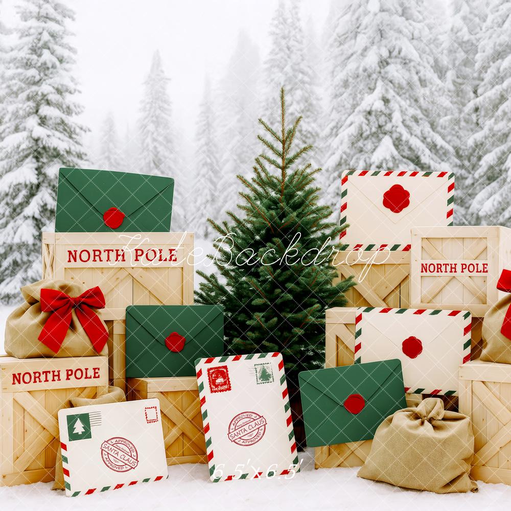 Kate Noël Forêt Pôle Nord Lettres Neige Toile de fond conçue par Patty Roberts