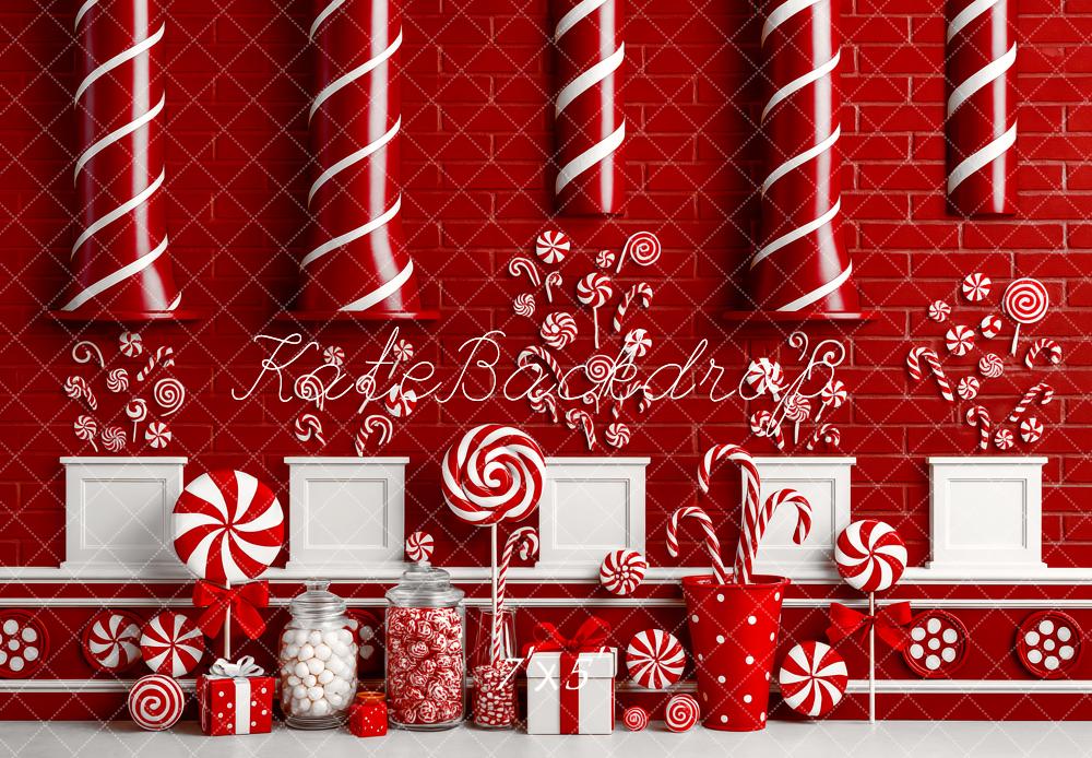 Kate Noël Bonbons Boutique Rouge Toile de fond conçue par Patty Roberts - Kate Backdrop FR