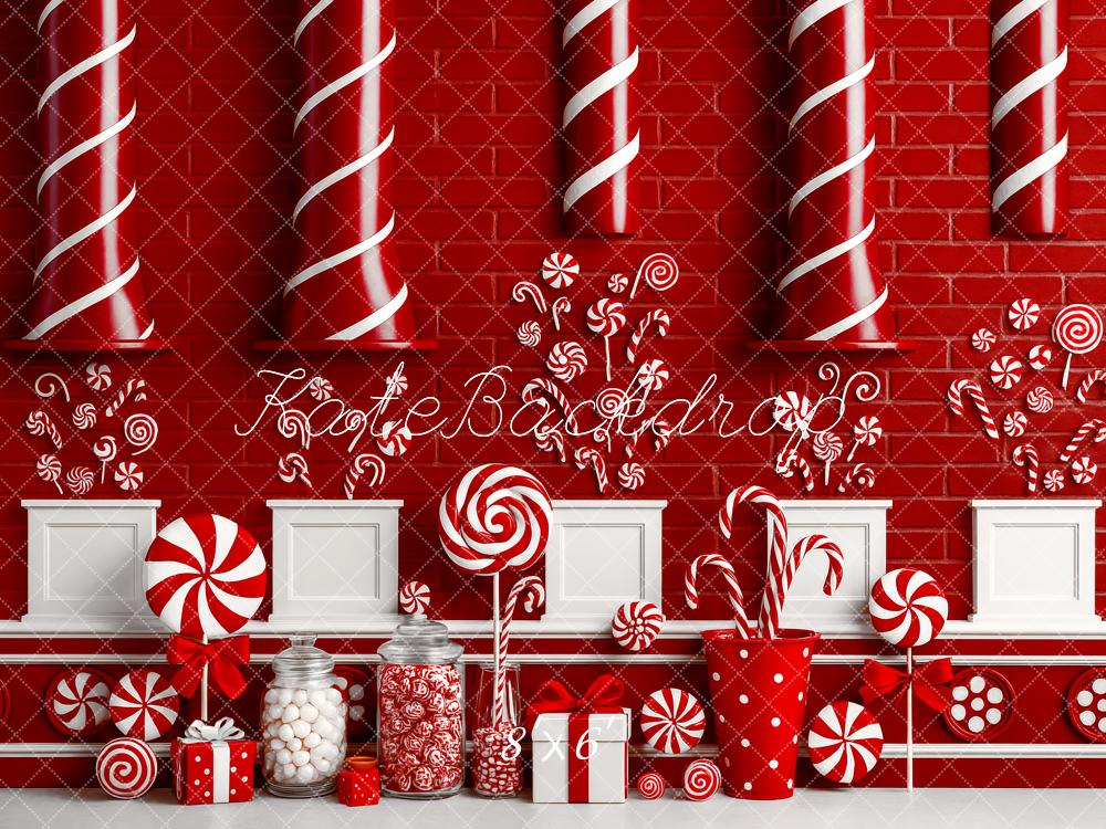 Kate Noël Bonbons Boutique Rouge Toile de fond conçue par Patty Roberts - Kate Backdrop FR