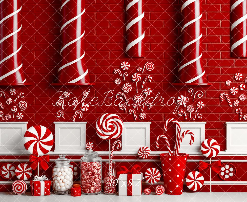 Kate Noël Bonbons Boutique Rouge Toile de fond conçue par Patty Roberts - Kate Backdrop FR