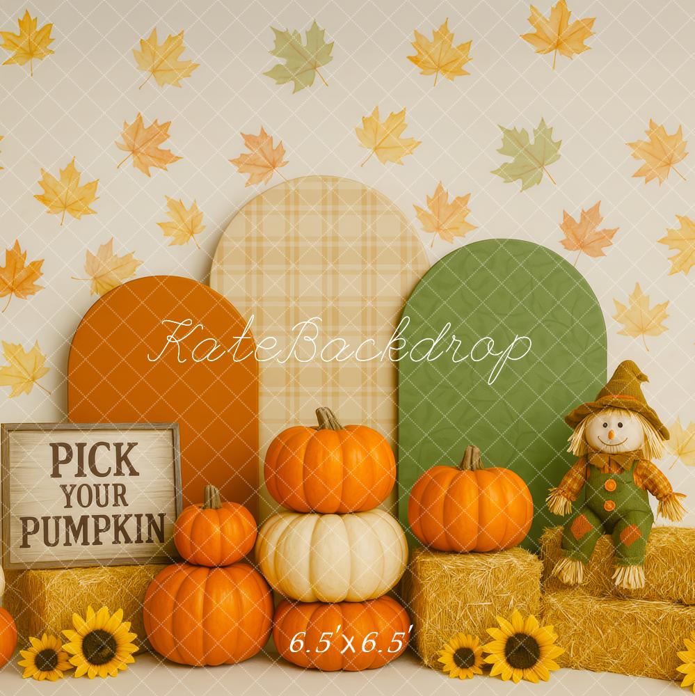 Kate Automne Citrouilles Arche Feuilles Toile de fond conçue par Patty Roberts - Kate Backdrop FR