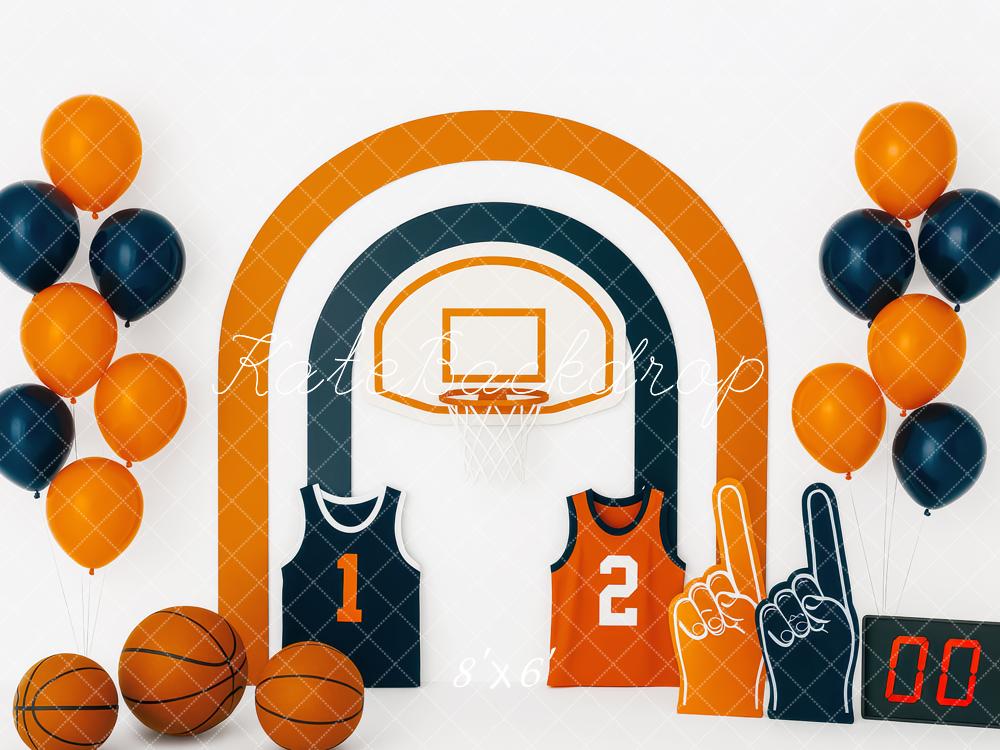 Kate Anniversaire Basket-ball Sport Ballons Toile de fond conçue par Patty Roberts - Kate Backdrop FR