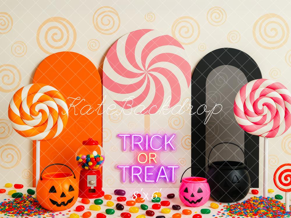 Kate Halloween Bonbons Trick or Treat Toile de fond conçue par Patty Roberts - Kate Backdrop FR