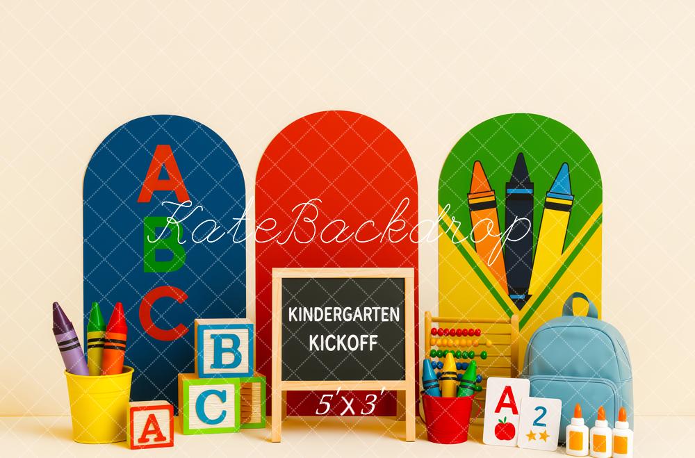 Kate Scolaire Crayons ABC Arche Toile de fond conçue par Patty Roberts - Kate Backdrop FR