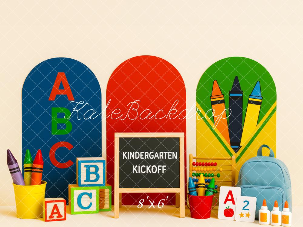Kate Scolaire Crayons ABC Arche Toile de fond conçue par Patty Roberts - Kate Backdrop FR