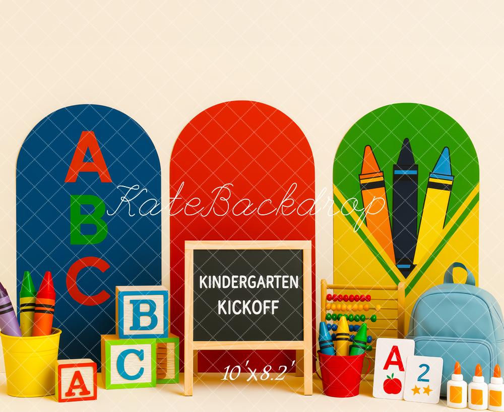 Kate Scolaire Crayons ABC Arche Toile de fond conçue par Patty Roberts - Kate Backdrop FR