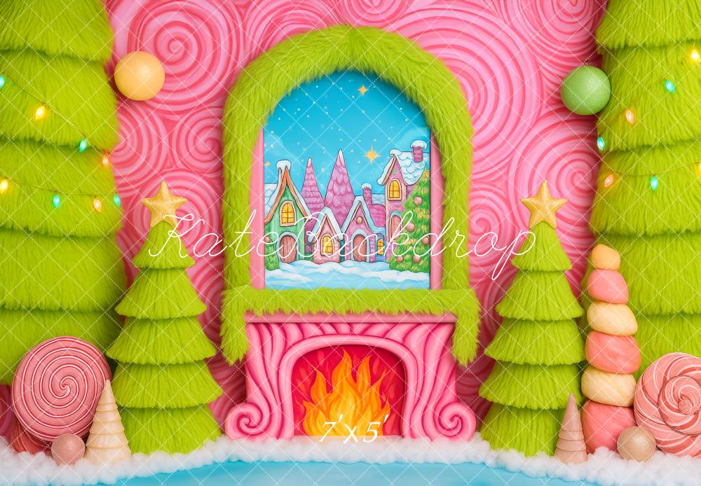 Kate Noël Bonbons Conte de fées Cheminée Toile de fond conçue par Patty Roberts - Kate Backdrop FR