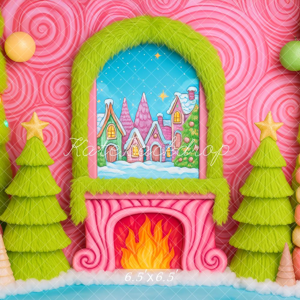 Kate Noël Bonbons Conte de fées Cheminée Toile de fond conçue par Patty Roberts - Kate Backdrop FR