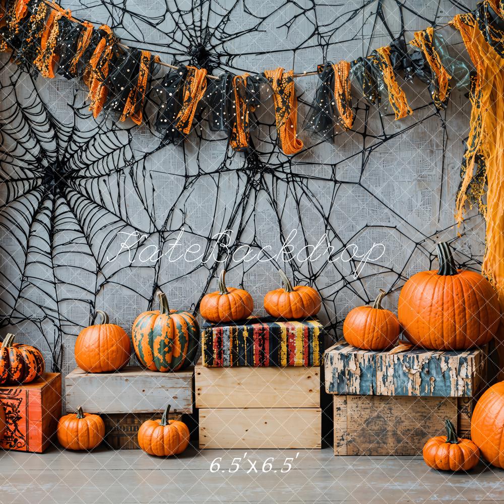 Kate Halloween Toile d'araignée Citrouille Toile de fond conçue par Emetselch - Kate Backdrop FR
