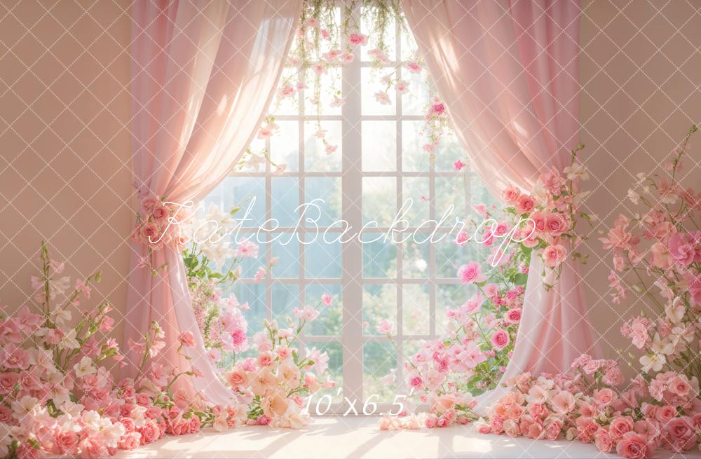 Kate Fleurs Fenêtre Rideau Rose Toile de fond conçue par Emetselch - Kate Backdrop FR