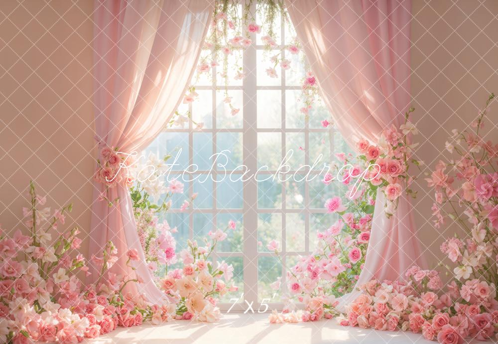 Kate Fleurs Fenêtre Rideau Rose Toile de fond conçue par Emetselch - Kate Backdrop FR