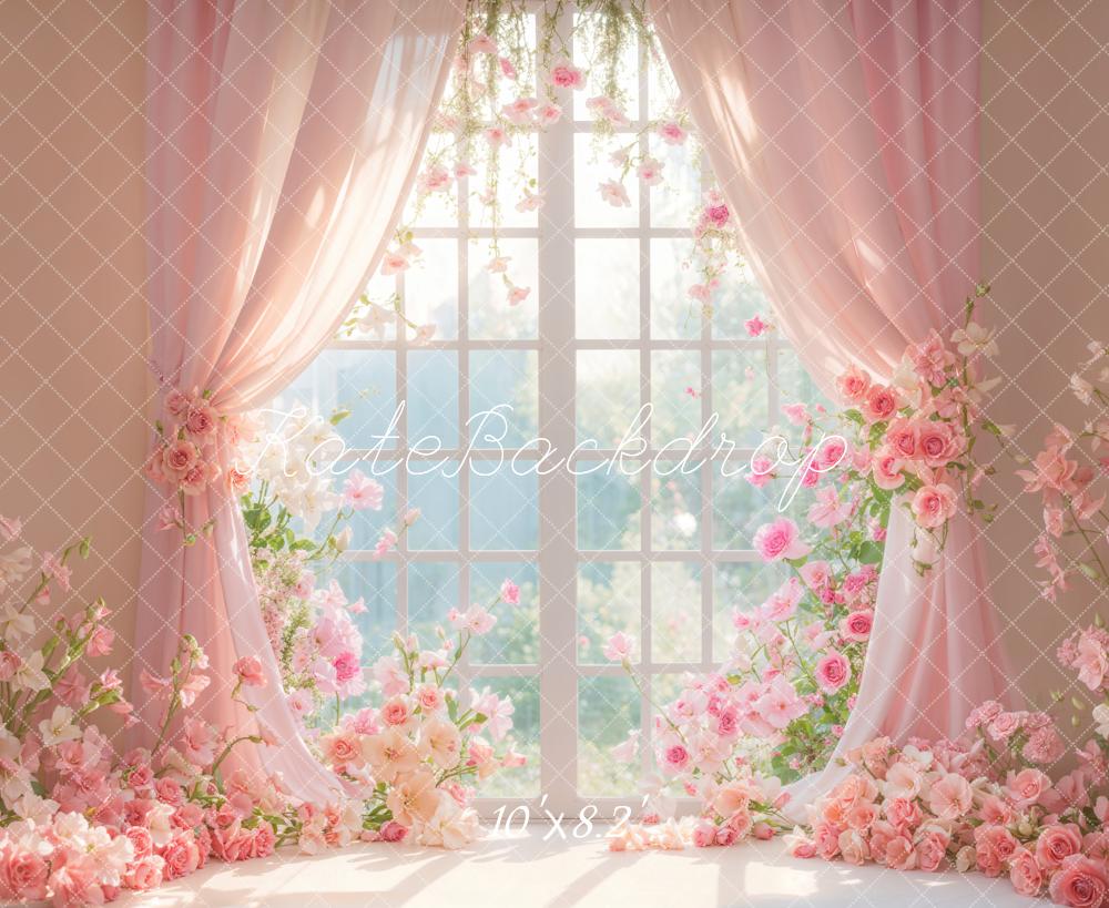 Kate Fleurs Fenêtre Rideau Rose Toile de fond conçue par Emetselch - Kate Backdrop FR