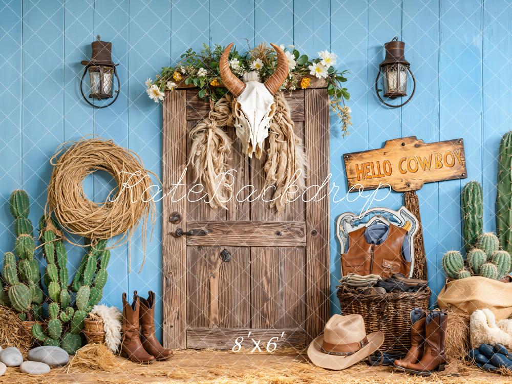 Kate Anniversaire Cowboy Cactus Porte Toile de fond conçue par Emetselch - Kate Backdrop FR
