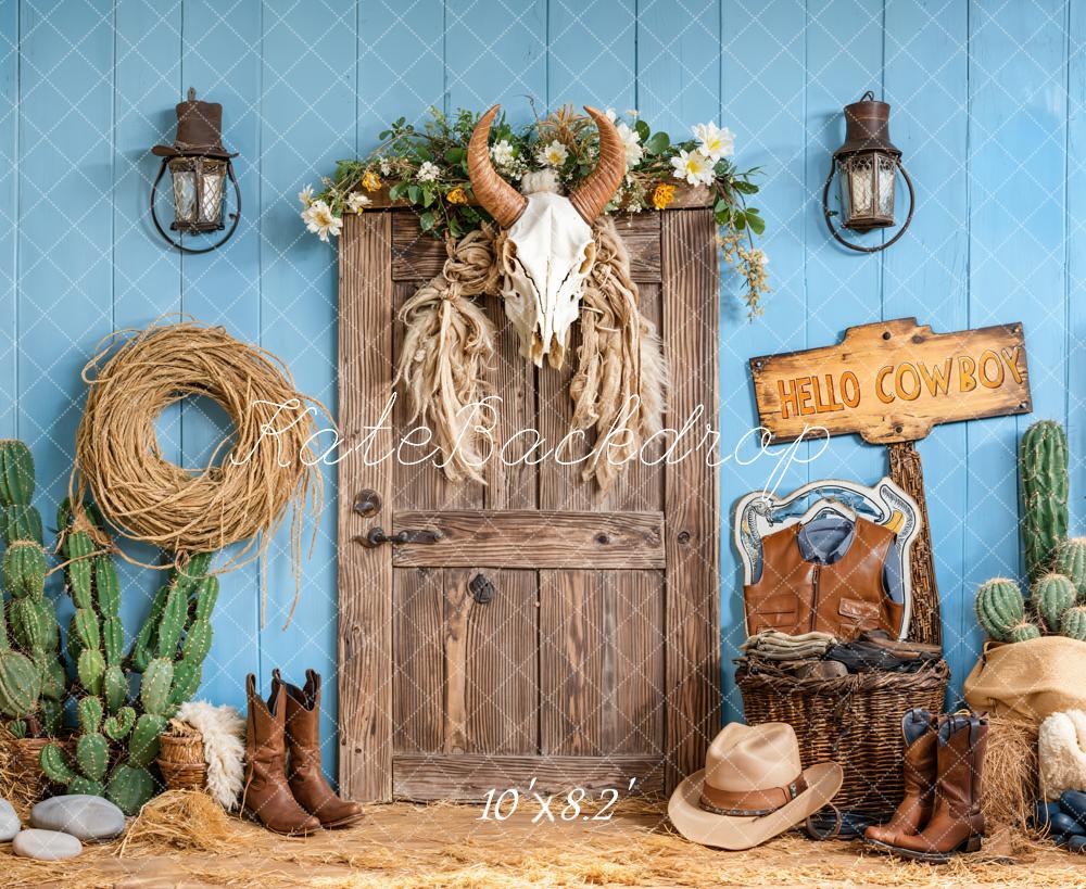 Kate Anniversaire Cowboy Cactus Porte Toile de fond conçue par Emetselch - Kate Backdrop FR