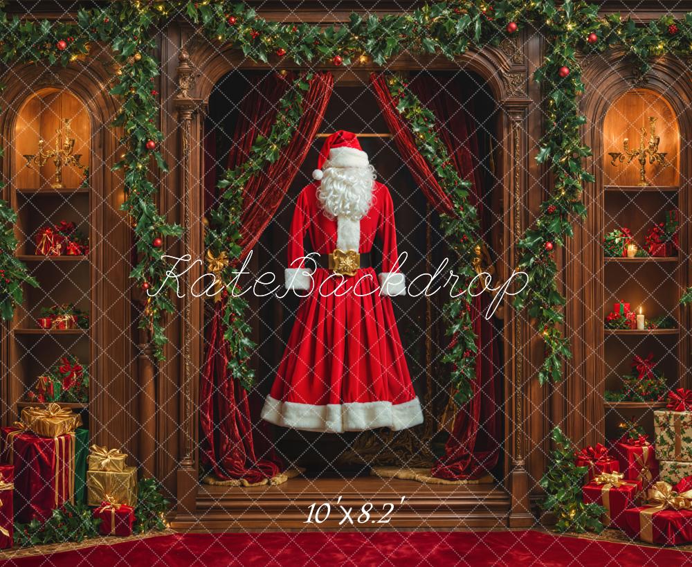 Kate Père Noël Costume Placard Cadeaux Toile de fond conçue par Emetselch - Kate Backdrop FR