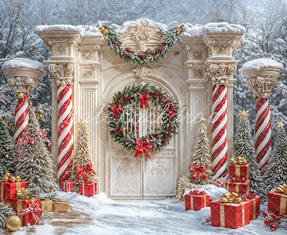 Kate Noël Rétro Porte Colonnes Neige Toile de fond conçue par Emetselch - Kate Backdrop FR