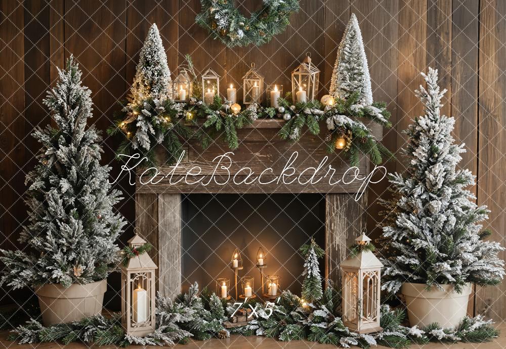 Kate Sapin de Noël Rustique Cheminée Lanterne Toile de fond conçue par Emetselch - Kate Backdrop FR
