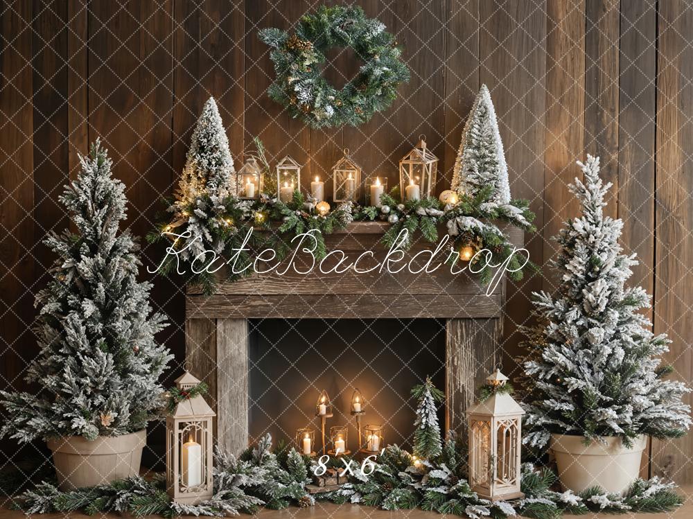 Kate Sapin de Noël Rustique Cheminée Lanterne Toile de fond conçue par Emetselch - Kate Backdrop FR