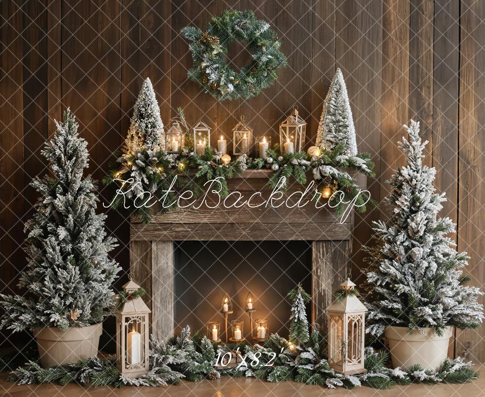 Kate Sapin de Noël Rustique Cheminée Lanterne Toile de fond conçue par Emetselch - Kate Backdrop FR