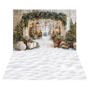 Kate Noël Arche Neige Arbres Lumière Toile de fond+Hiver Neige Sol Blanc Toile de fond