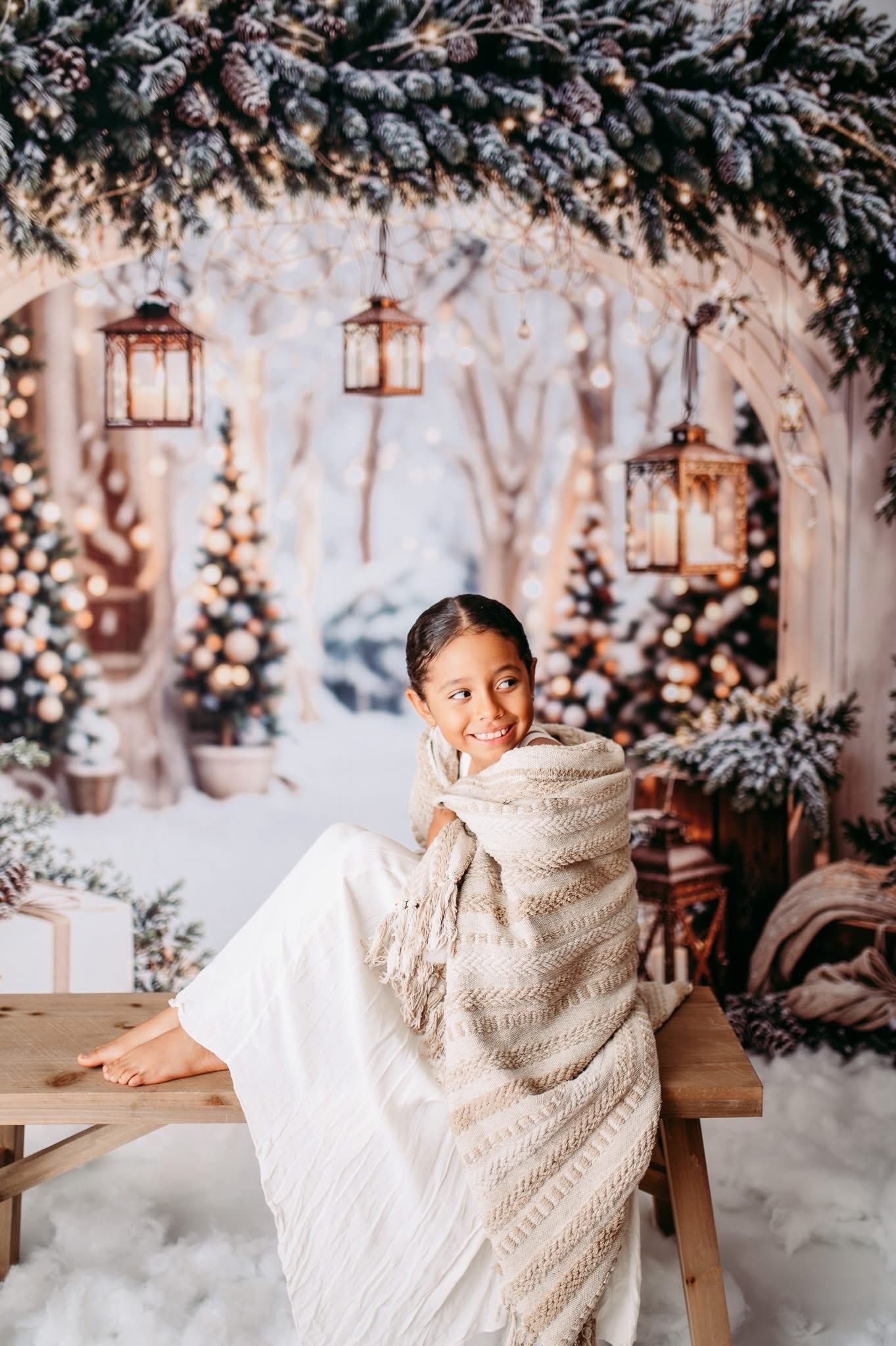 Kate Noël Arche Neige Arbres Lumière Toile de fond conçue par Emetselch - Kate Backdrop FR