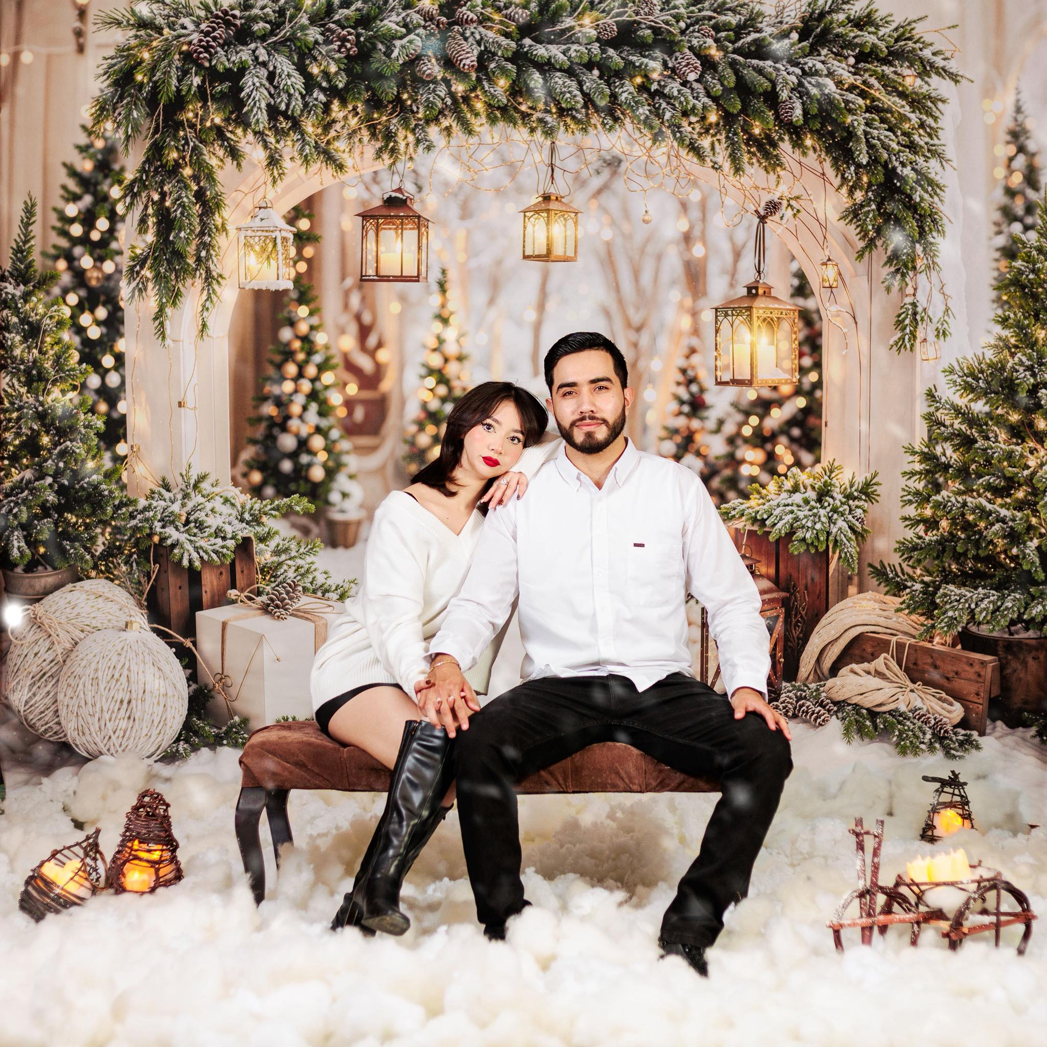 Kate Noël Arche Neige Arbres Lumière Toile de fond conçue par Emetselch - Kate Backdrop FR