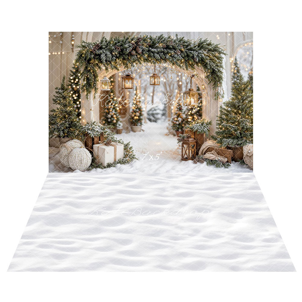 Kate Noël Arche Neige Arbres Lumière Toile de fond+Hiver Neige Sol Blanc Toile de fond
